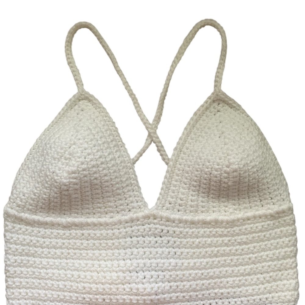 White Crochet Summer Crop Top Size Small